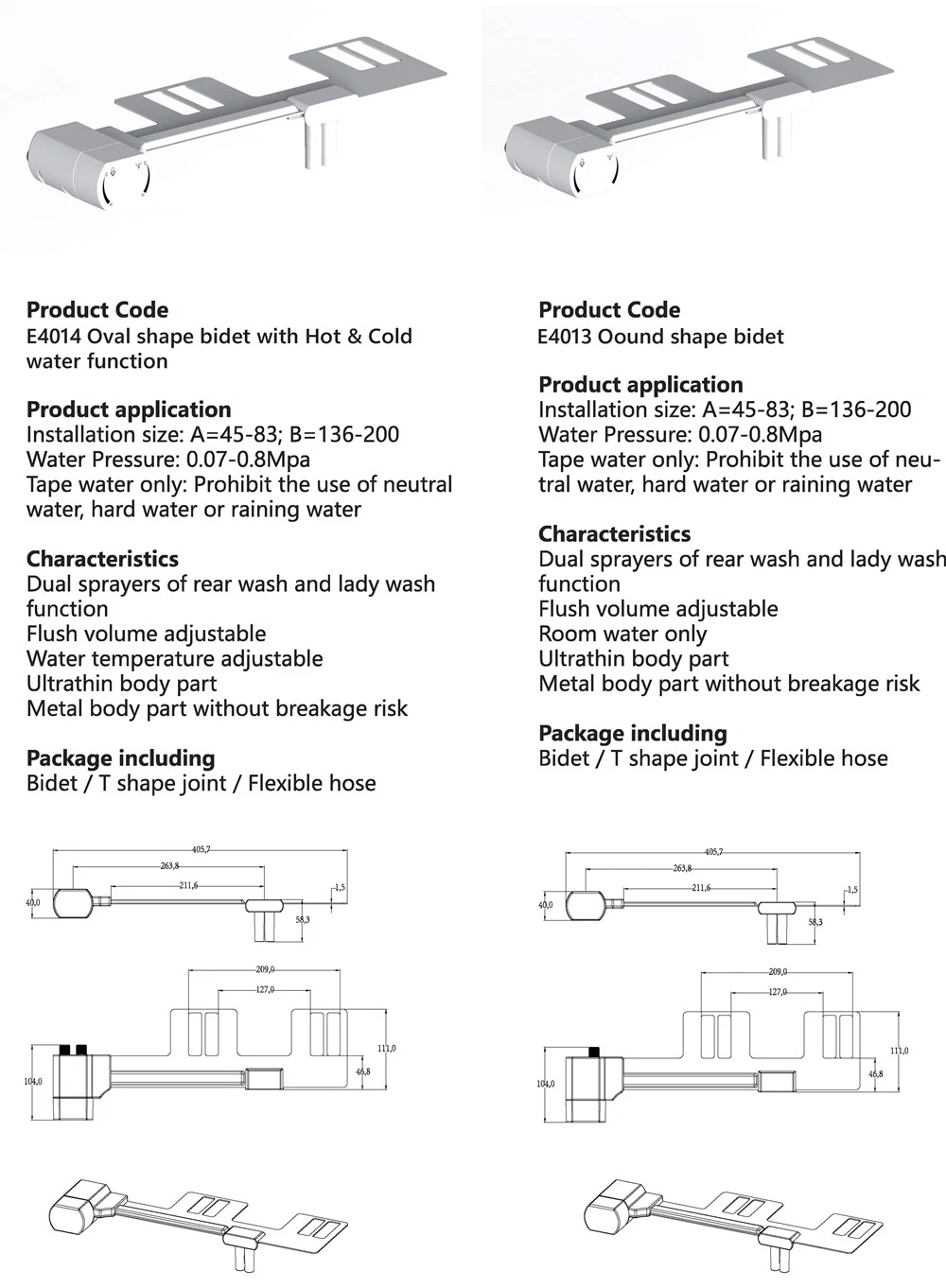 Hot and Cold Water Spray Bidet Toilet Seat Mechanical Bidet Toilet Seat