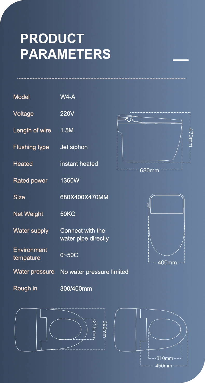 2023 Self Cleaning Sensor Smart Toilet Automatic Flush Remote Control Heated Inodoros Intelligent Toilet