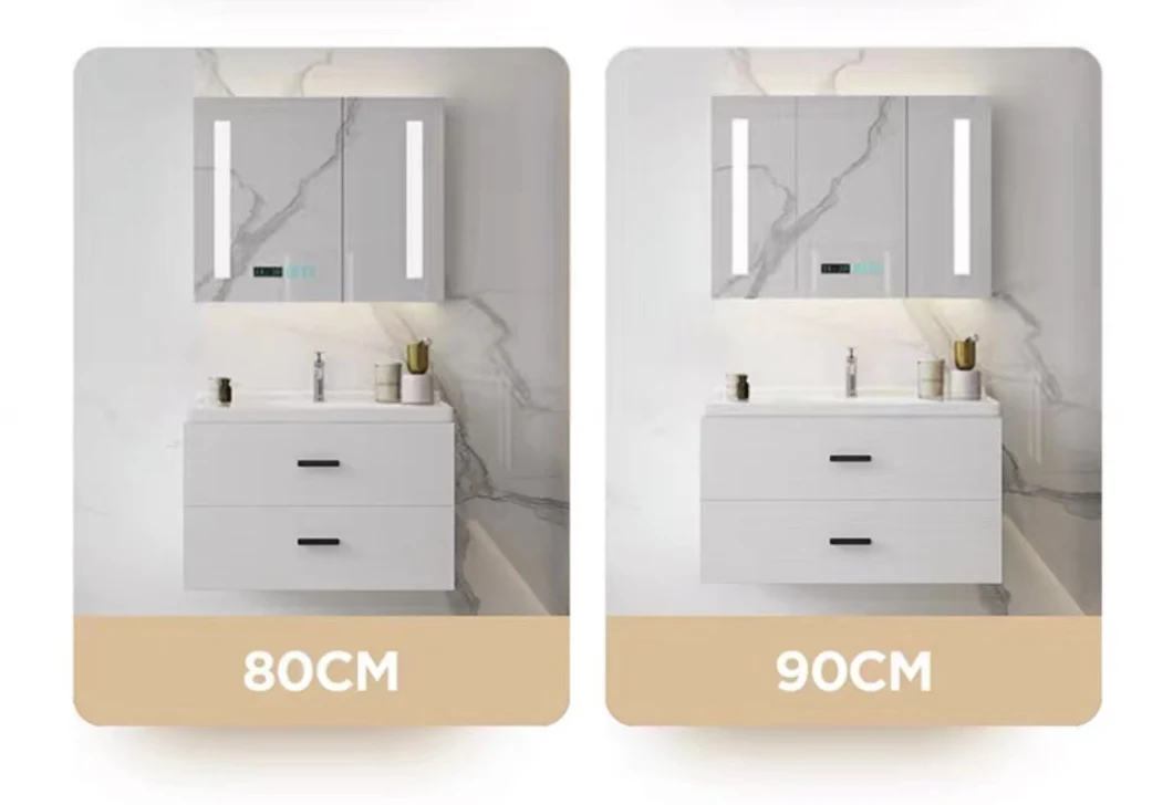 Wall Mounted White High Glossy PVC Ceramic Bathroom Vanity Basin