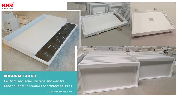 White Colored Acrylic Resin Stone Solid Surface Bathroom Shower Tray