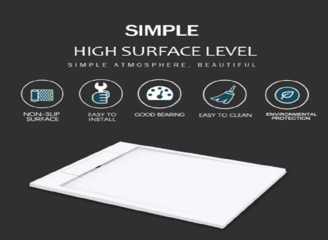 America Style Rectangle Eco Friendly Artificial Stone Shower Tray Solid Surface Shower Base