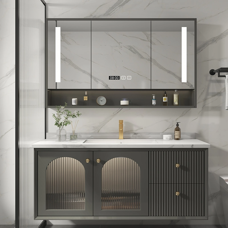 New Design Wall Standing Bathroom Cabinet with Rock Plate Sink Bathroom Vanity with Factory Price