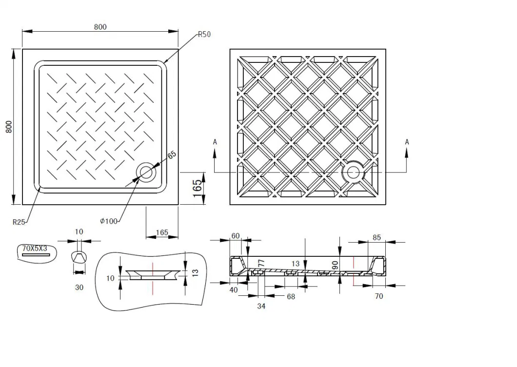 Wc Sanitaryware Good Quality White Square Bathroom Ceramic Shower Tray