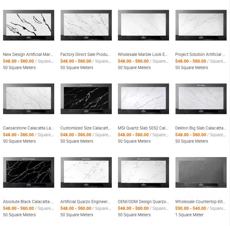 Artificial Stone Grey Veins High Quality Calacatta White Stone Slab Quartz Cabinet/Floor/Countertop/Vanity/Wall Tiles