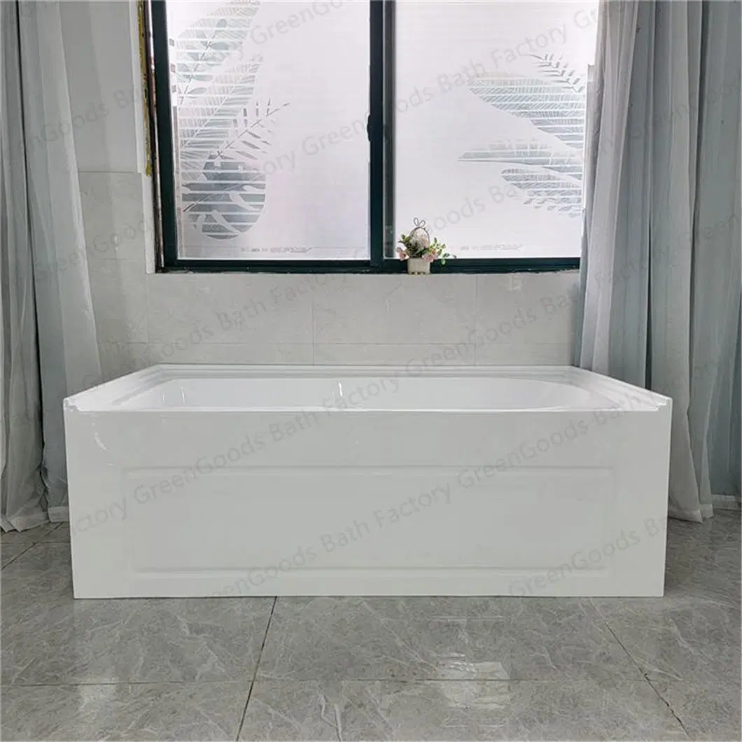 CE Wholesale Low Price 60 Inch Soaking Tub Simple Type Durable Home Two Person Soaker White Acrylic Fiberglass Drop in Bathtubs