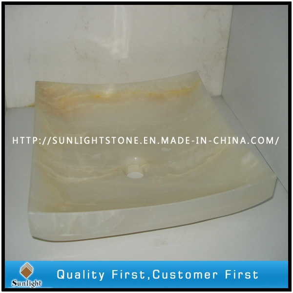 Natural Round Yellow Onyx Marble Sink for Kitchen and Bathroom