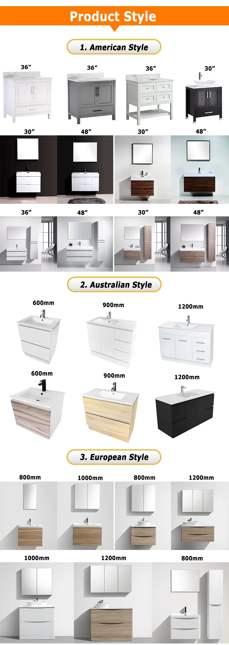 Factory Direct Supply American Style Bathroom Vanity Cabinet