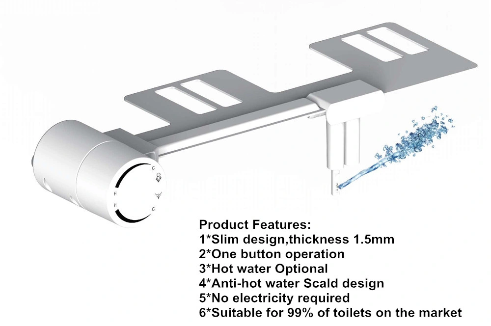 Round Shape Easy to Install Non-Electric Dual Nozzle Toilet Seat Fresh Water Spray Bidet