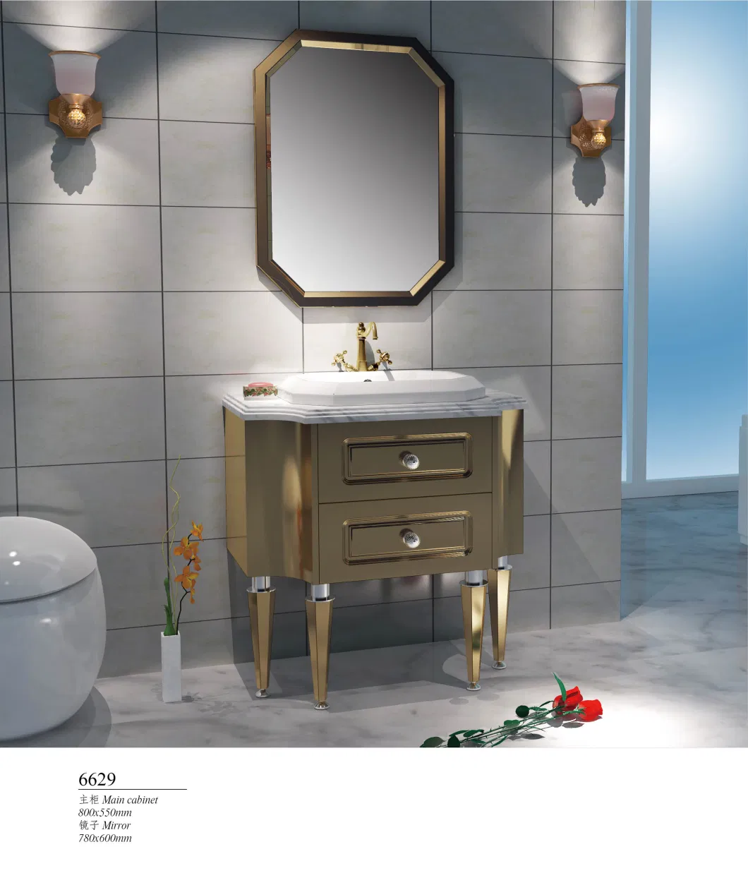 Stainless Steel Floor Standing Metal Bathroom Cabinet Vanity Home Furniture