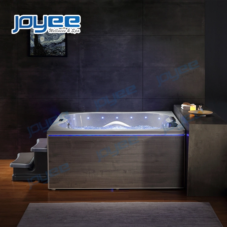 Joyee Air Bubble Massage Jets Hot Tub Freestanding Acrylic Bathtub with Colorful LED Light