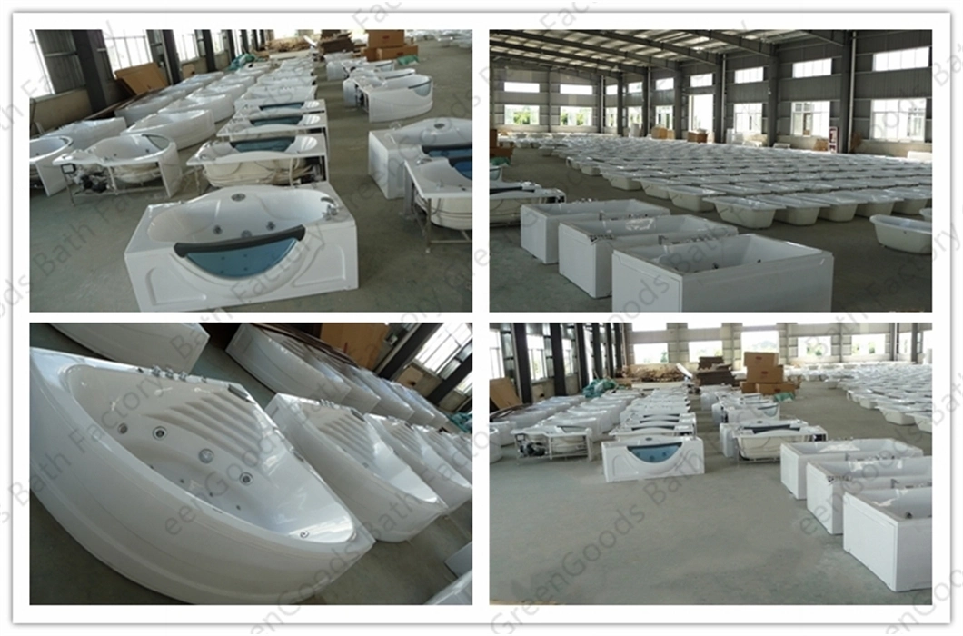 CE Foshan One Person Shower Soaker Free Standing Fiberglass Tub Jet Surf SPA Massage Whirlpool Bathtub with Silicone Pillow