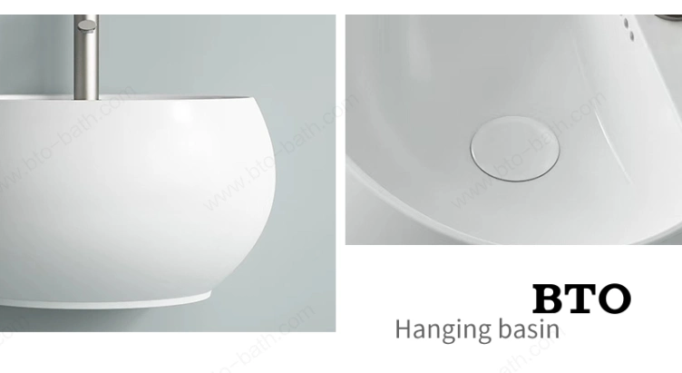 Bto Ceramic New Design Sanitary Ware Wall Mounted Hand Wash Sink Bathroom Egg Shape Wall Hung Basin