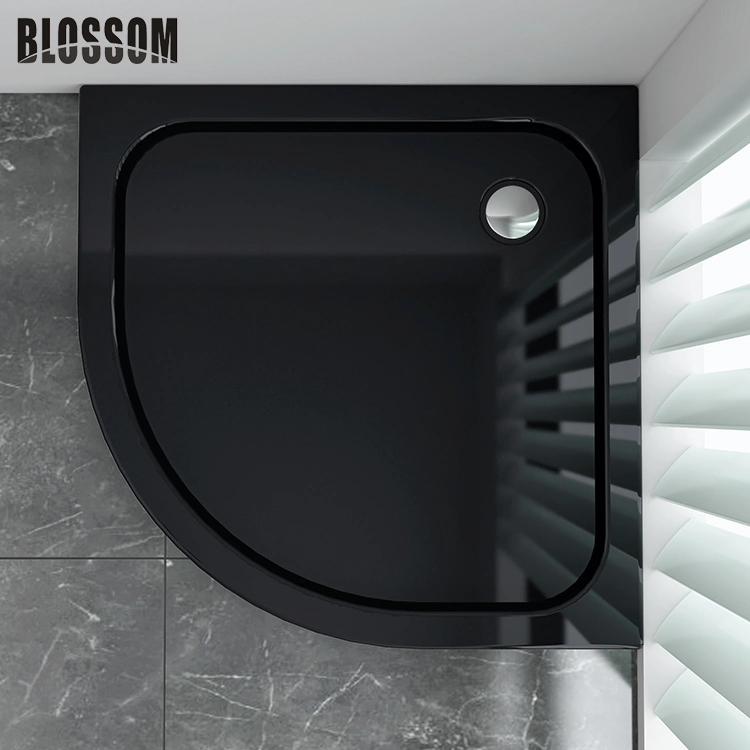 Low Profile Quadrant Acrylic Capped Resin Black Color Shower Base