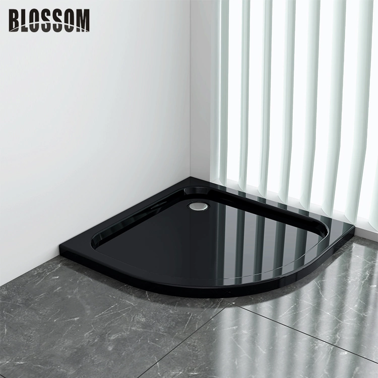 Low Profile Quadrant Acrylic Capped Resin Black Color Shower Base