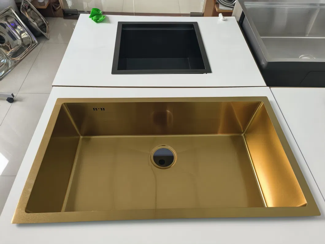 Stainless Steel Gold Single Bowl More Designs Kitchen Sink Washbasin 8245 Factory