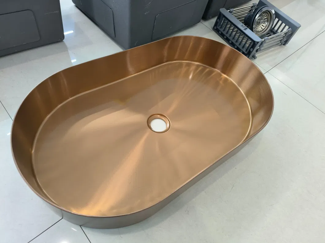 Amazon New R5 Round Stainless Steel Bathroom Face Basin Rose Gold Black