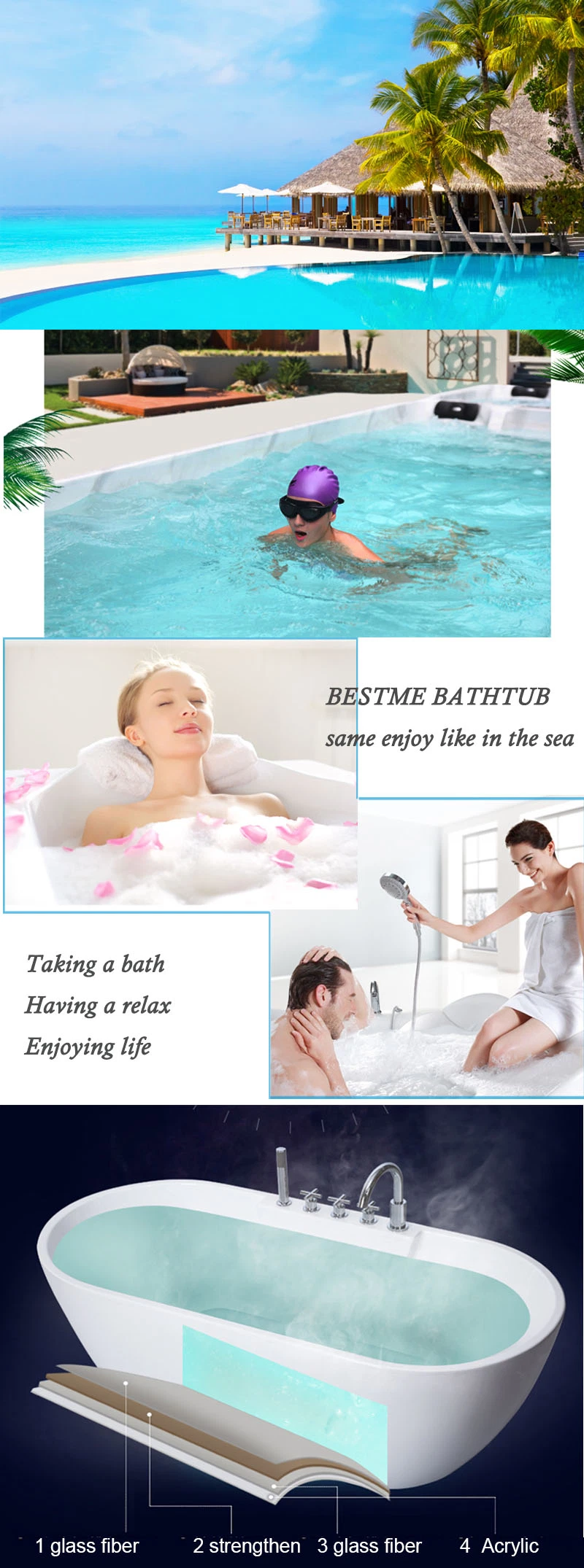 Comfortable Drop-in Drop-in Acrylic Bathtub for Bathroom Supplier (BT-G2002)