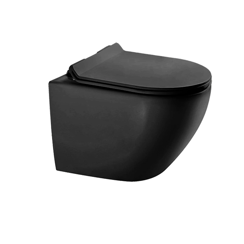 Modern Wall Mounted Black Ceramic Sanitary Ware Set with Concealed Tank, Buffer Cover Plate Included Ceramic Custom Color Wall Hung Toilet