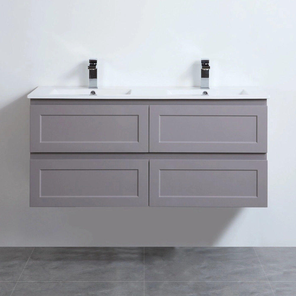 Matte Grey Wall Hung Shaker Drawer Waterproof PVC Bathroom Vanity 600mm