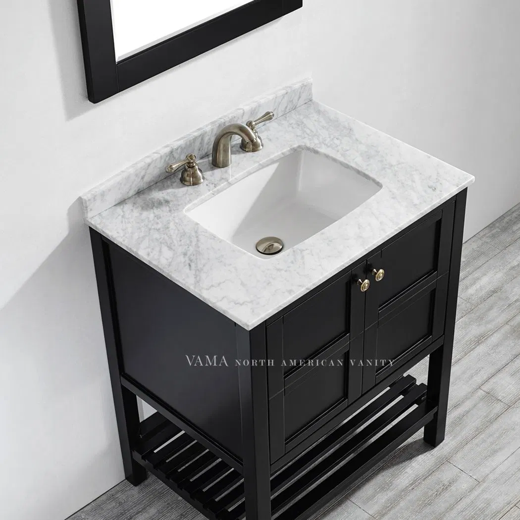 Vama 30 Inch Espresso Simple Design Floor Standing Bathroom Furniture with Single Basin