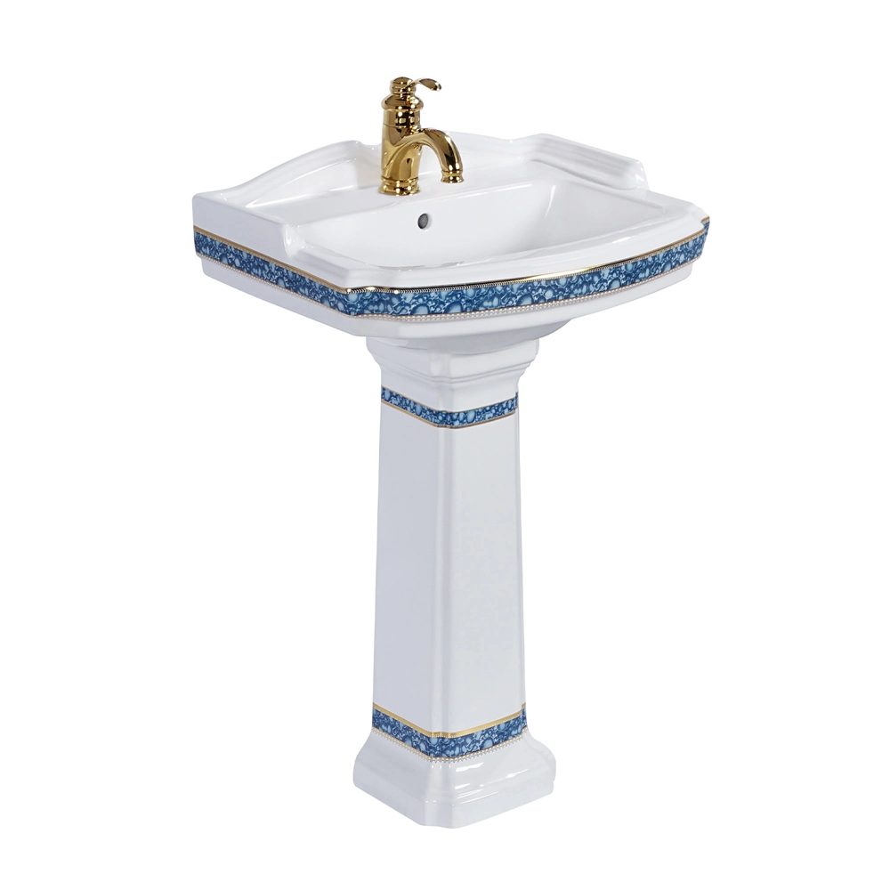 Hot Sale Traditional Design White Bathroom Vintage Ceramic Vitreous China Ceramic Free-Standing Handmade Pedestal Furniture