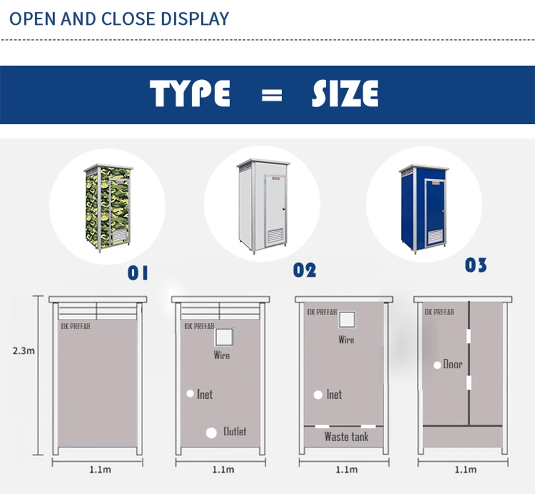 Flat Pack Prefab Steel Modular House Container Homes Portable Toilet for Home