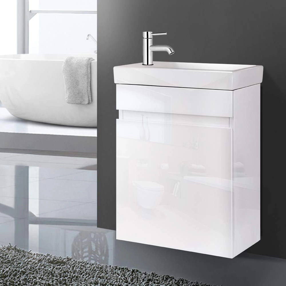 400mm Sink Storage White Gloss PVC Wall Hung Bathroom Vanity Cabinet