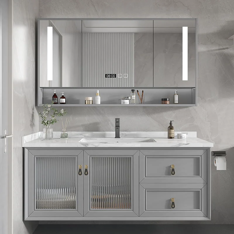 Grey Color 120cm Exquisite Exterior Design Wall Mounted Irregular Design Bathroom Vanity Cabinet with LED Mirror