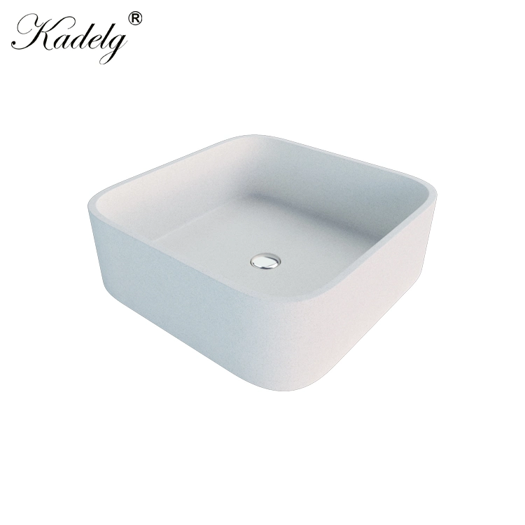 Modern Luxury Grey Granite Wash Hand Basin Square Shaped Quartz Stone Washing Basin Handmade Bathroom Sink