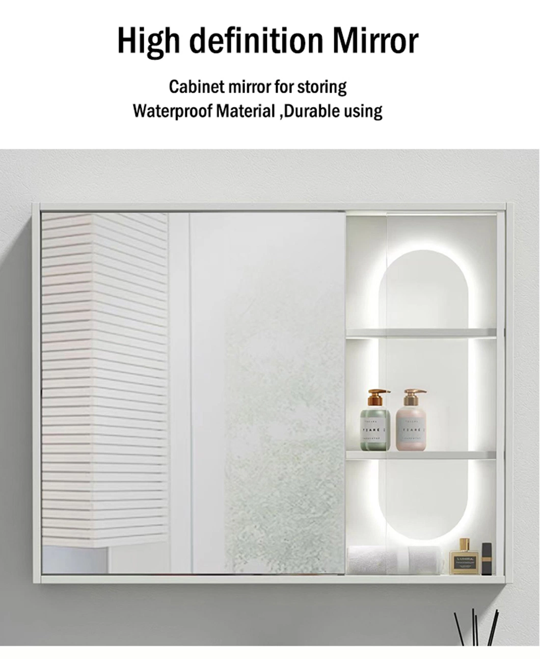 Wholesale White Lacquer Floating Cabinet Basin Wall Mounted Bathroom Vanity Cabinet with Smart Mirror