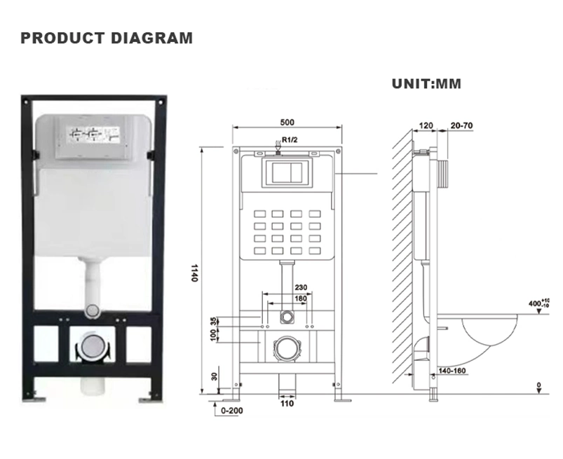 Modern Wall Mounted Black Ceramic Sanitary Ware Set with Concealed Tank, Buffer Cover Plate Included Ceramic Custom Color Wall Hung Toilet