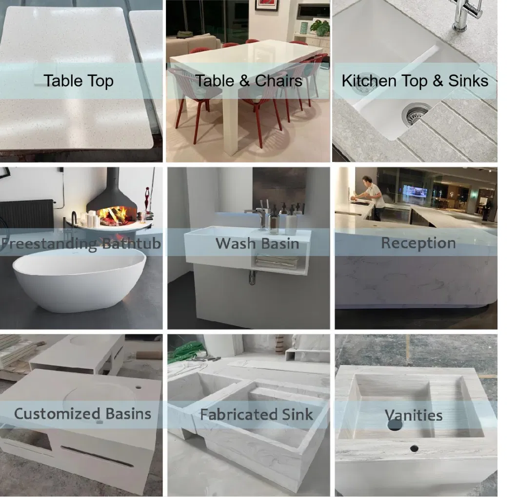Wholesale Price OEM Factory Customized Design Stone Resin Countertop Acrylic Resin Countertop Resin Kitchen Countertop Resin Countertop Sink Supplier in China