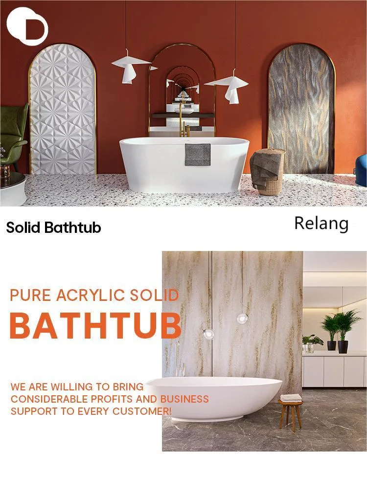 Hot Sales Big Round Shape Matte White Acrylic Solid Surface Bathroom Bathtub