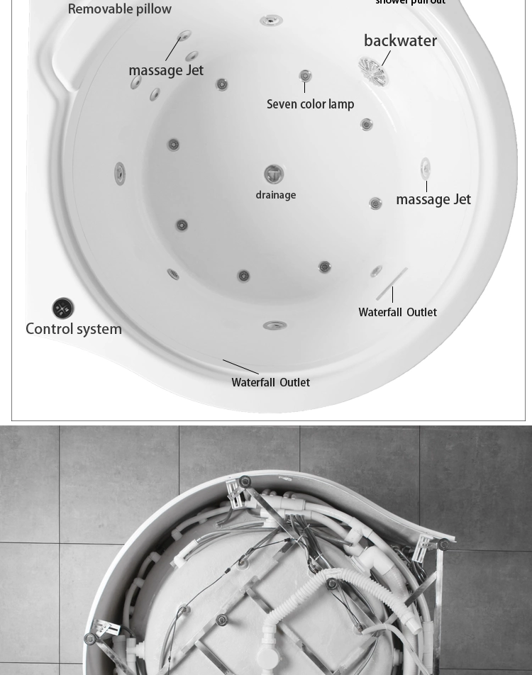 Bathtub Free Standing Large Round Jet Whirlpool Bathtubs