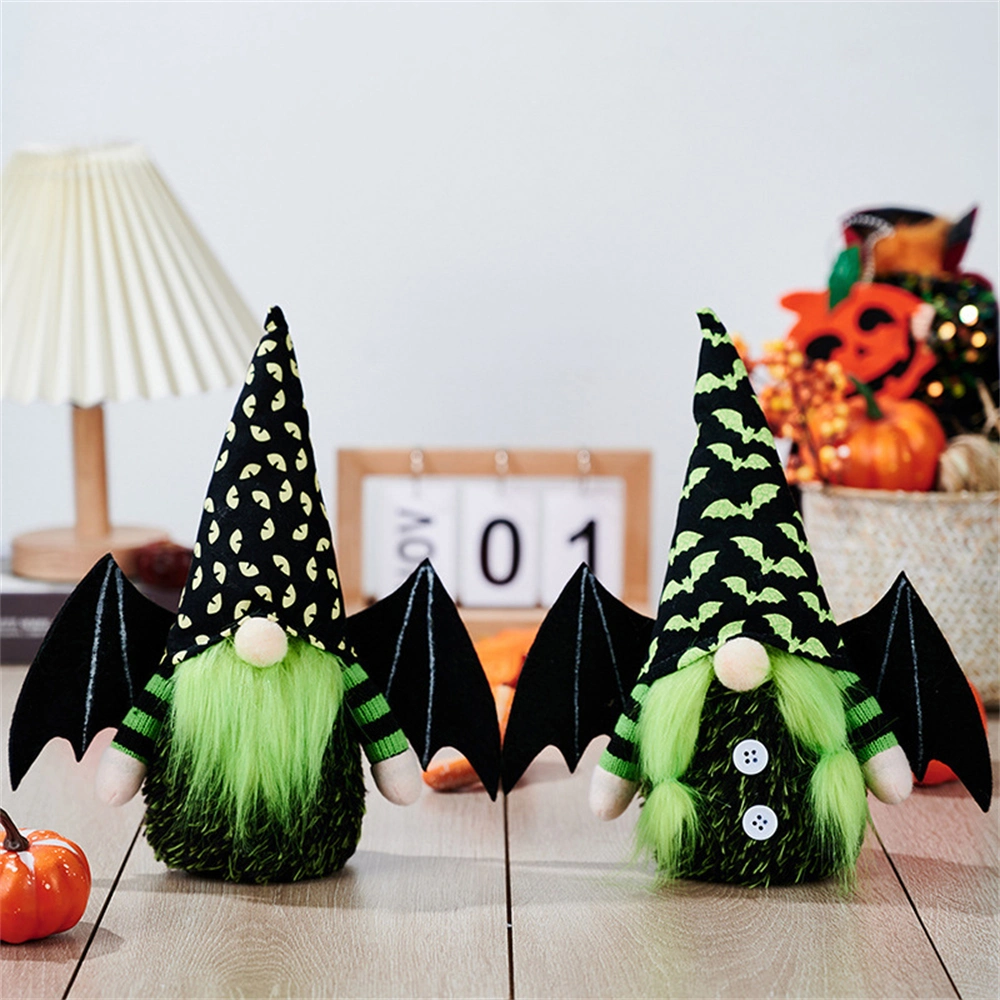 Gnomes Plush Bat Rudolf Doll Thankgiving Autumn Decorations Harvest Gift Handmade Elf Dwarf Figurines for Home Farmhouse Tiered Tray Holiday Festival Party