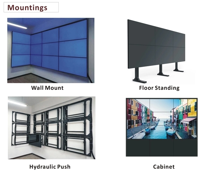3.5mm Bezel 500nits 55inch Ultra Narrow Bezel Samsung LCD Video Wall with Stand Cabinet Installation
