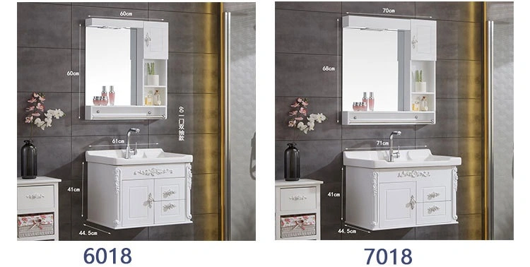 Wall Mount PVC Bathroom Vanity Cabinets with Doors and Drawers for Indian Market