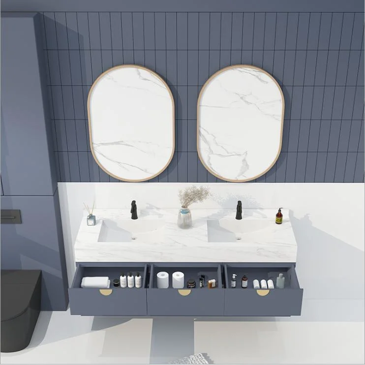 Nordic Modern Simple Free Standing Bathroom Vanity Light Luxury Rock Board Bathroom Cabinet