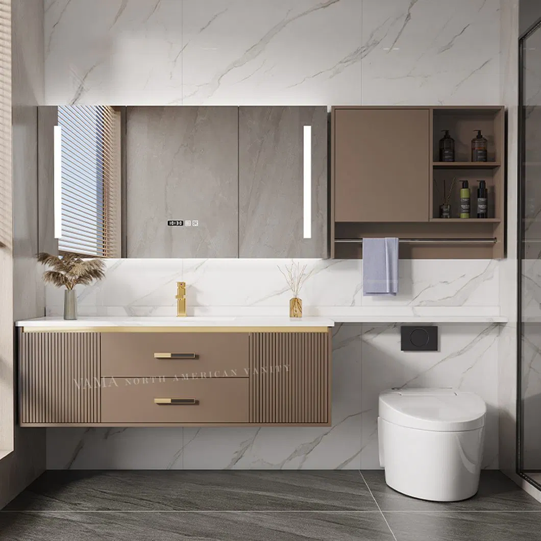 Vama Customerized Washroom Design Modern Toilet Bathroom Vanity Cabinet Wall Mounted Water-Resistant