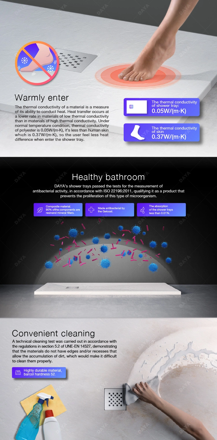 Rectangle Design Platos De Ducha Shower Base Plate Simple Resin Acrylic Bathroom Shower Tray