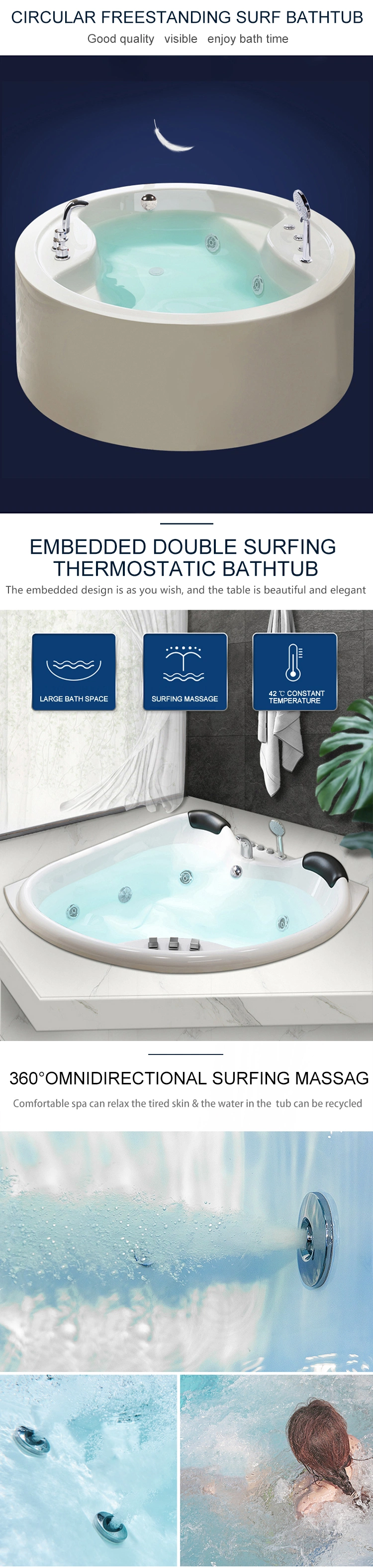 Luxury Indoor SPA Whirlpool Massage Jets Hot Tub