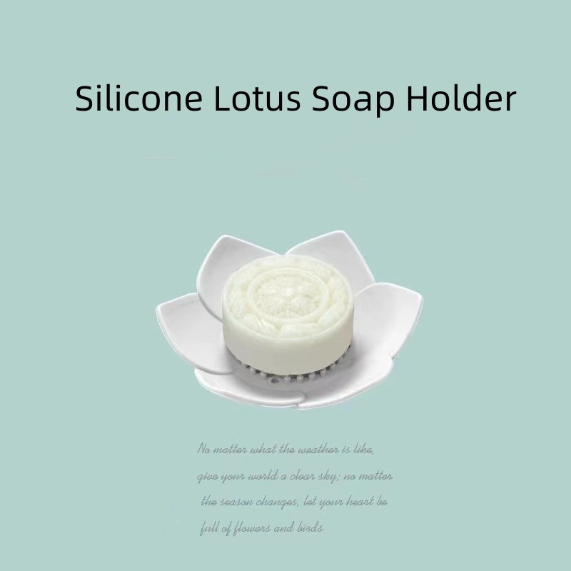 for Bathroom Shower Accessory Lotus Flowers Soap Dish Silicon Soap Holder Non-Slip Flexible Soap Tray