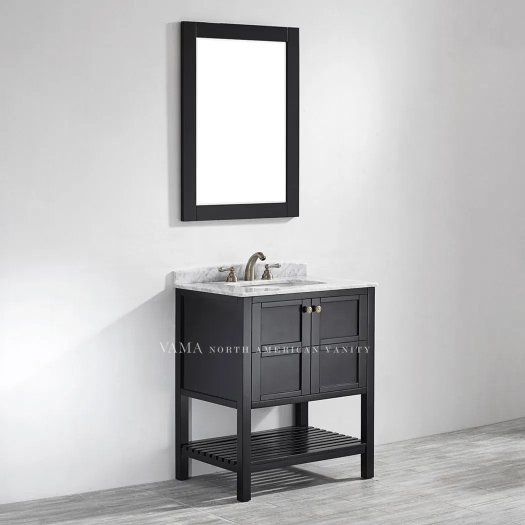Vama 30 Inch Espresso Simple Design Floor Standing Bathroom Furniture with Single Basin