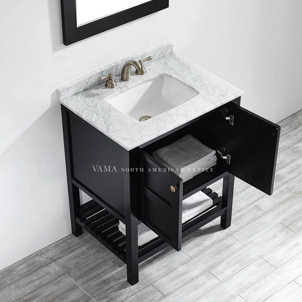 Vama 30 Inch Espresso Simple Design Floor Standing Bathroom Furniture with Single Basin