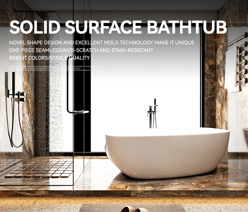 Hot Sales Custom Shape Artificial Stone Bathroom Bathtub Solid Surface Freestanding Bathtub
