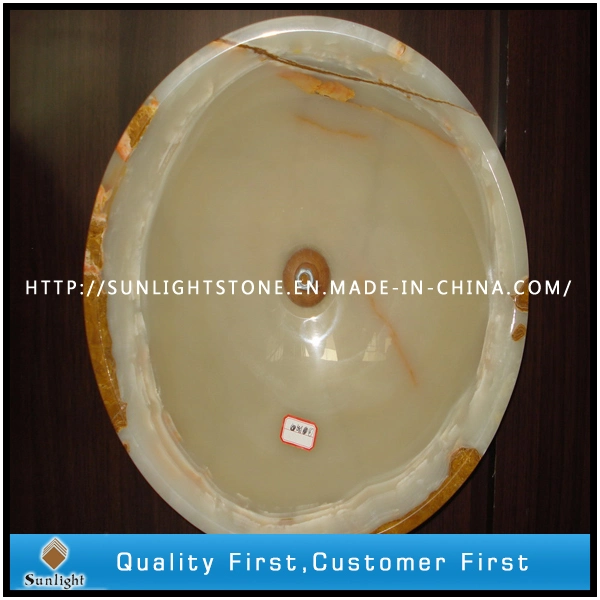 Natural Round Yellow Onyx Marble Sink for Kitchen and Bathroom