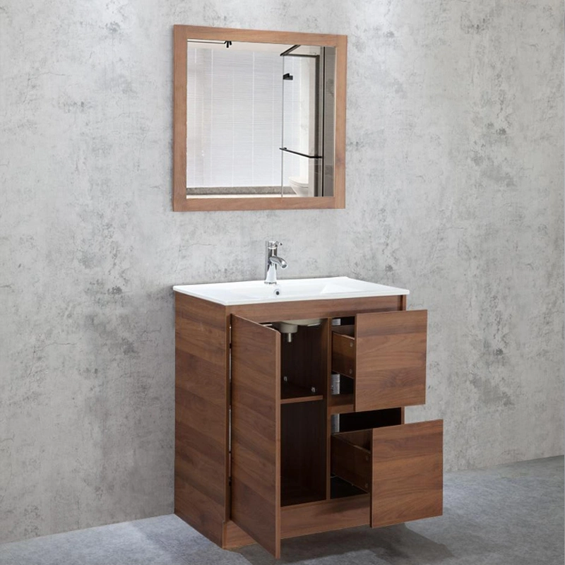 Factory Direct Sale Australian Classic Bathroom Furniture 30 Inch Wooden Melamine Texture Finger Floor Free Standing Bathroom Cabinet