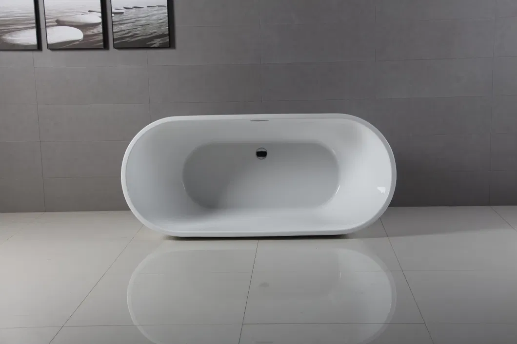Oval Plastic Whirlpool Freestanding Acrylic Bathtub with Cupc Brass Drain SPA Bath Tub Jacuzzi Massage Whirlpool Bathtub Soaking Tub Luxury Shower Bath