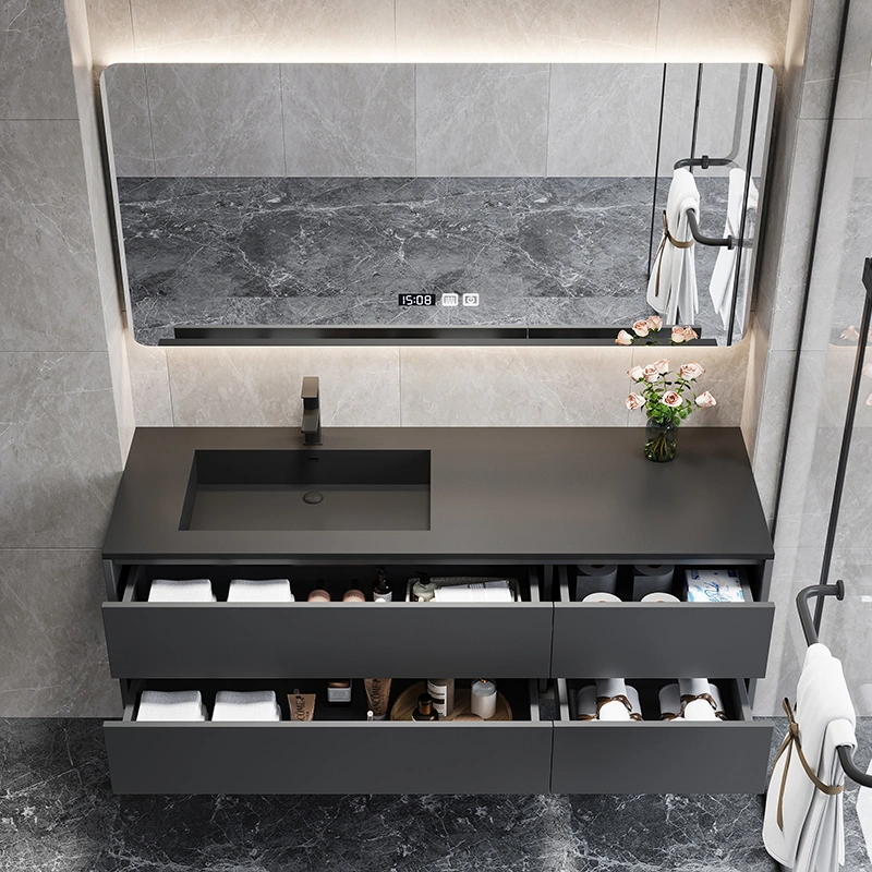 Hotel Wash Basin Marble Bathroom Vanity Stone Cabinets with Mirror