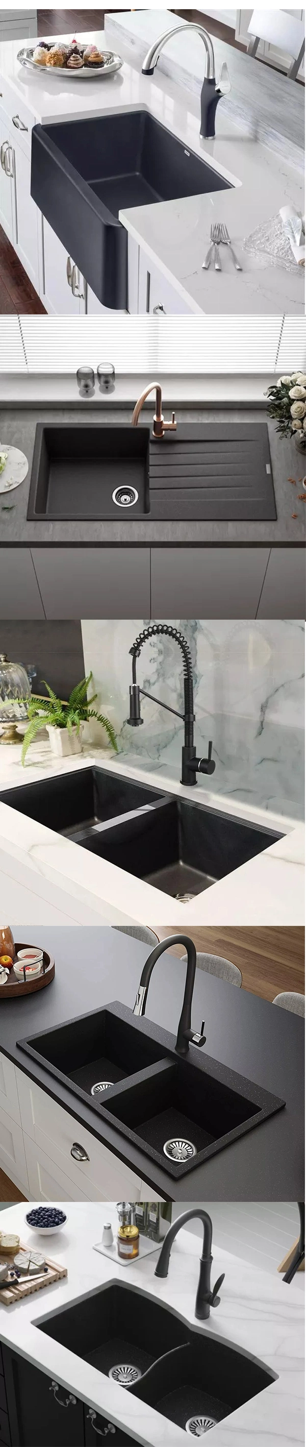 Ortonbath Single Bowl Black Silvery Granite Composite Kitchen Sink &amp; Waste Kit Without Tap Hole